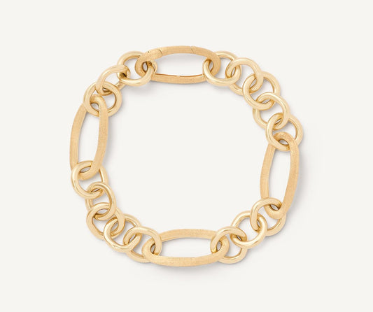 18kt yellow gold oval link bracelet with polished gold links