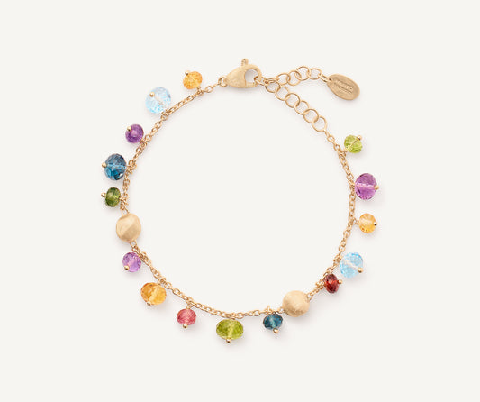 18kt yellow gold single-strand mixed gemstone bracelet