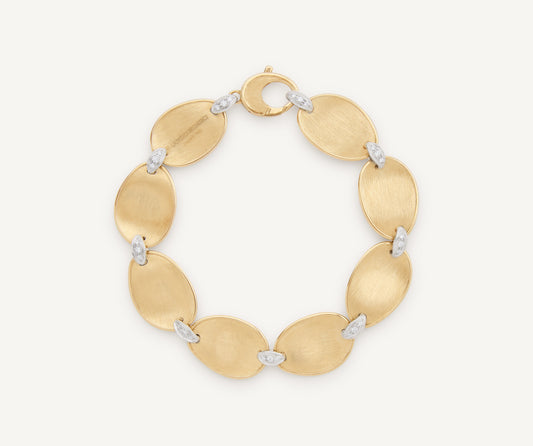 18kt yellow gold leaf bracelet with diamond accents