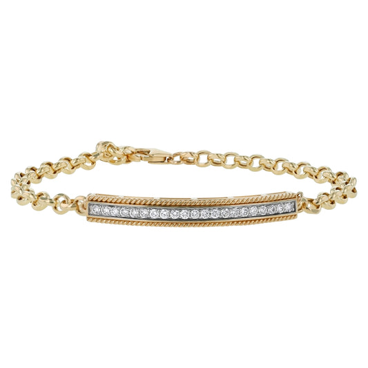 14K Yellow Gold 0.45 carat Diamonds Adjustable Bar Bracelet