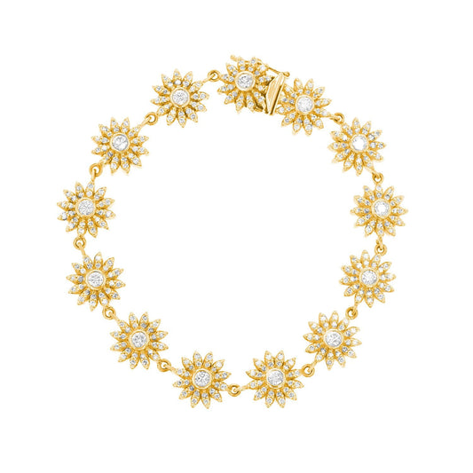 14k Diamond Daisy Chain Tennis Bracelet
