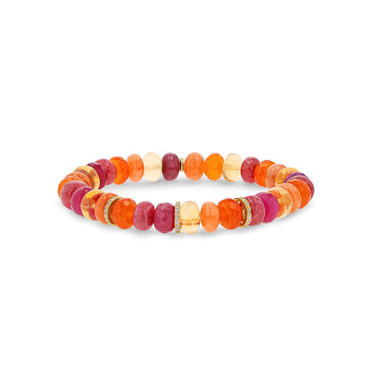 14k Sunset Mix Gemstone Bracelet with Diamond Rondelles