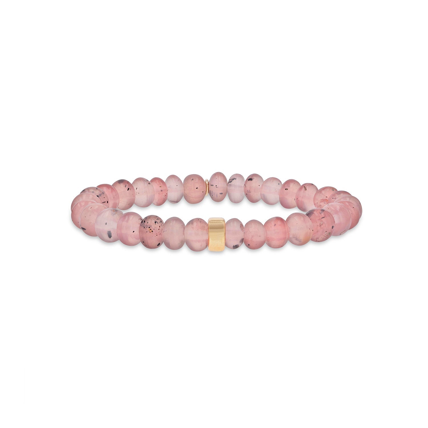 14k Rose Quartz with Inclusions Bracelet with Rondelle