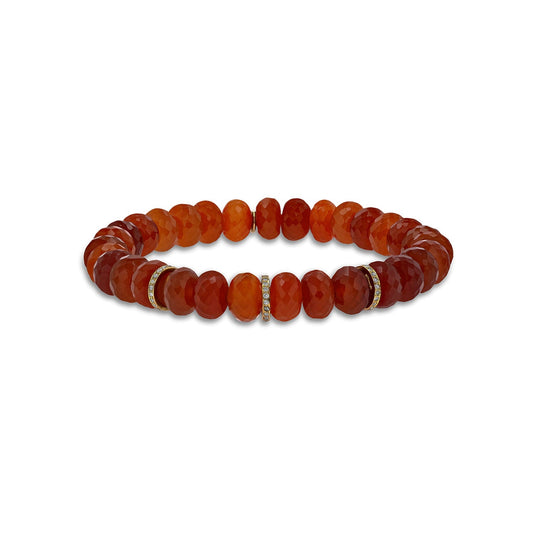 14k Dark Carnelian Bracelet with Diamond Rondelles - 8mm