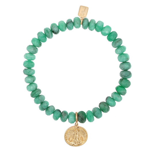 14k Emerald Bracelet with Guardian Angel Charm - 7mm