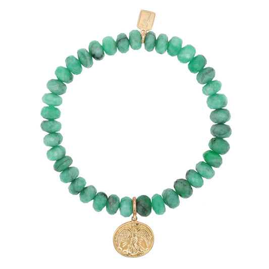 14k Emerald Bracelet with Guardian Angel Charm - 7mm
