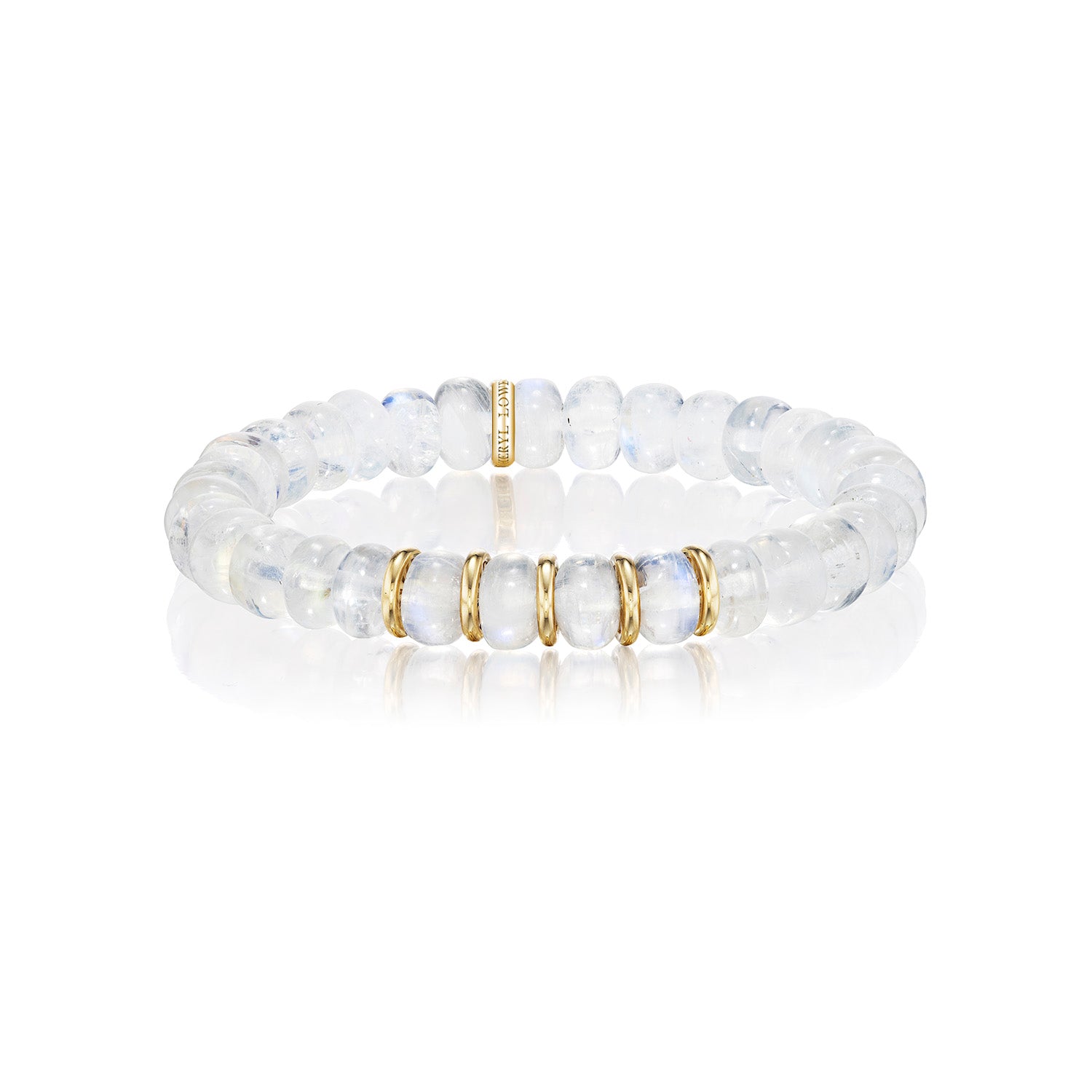 14k Moonstone Beaded Bracelet with 5 Rondelles - 8mm