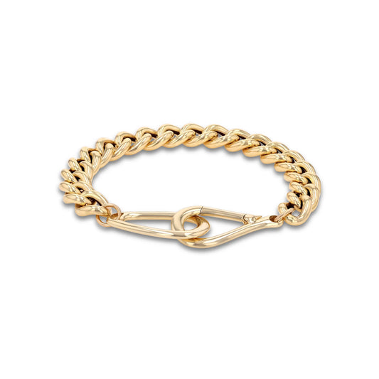 14k Curb Chain Bracelet with Heritage Buckle Clasp