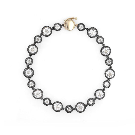 14k Heirloom White Topaz Bracelet with Black Rhodium Setting - 7"