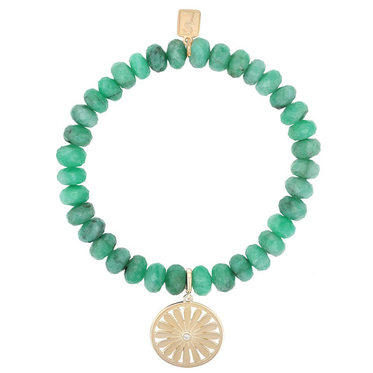 14k Emerald Bracelet with Daisy Charm - 7mm