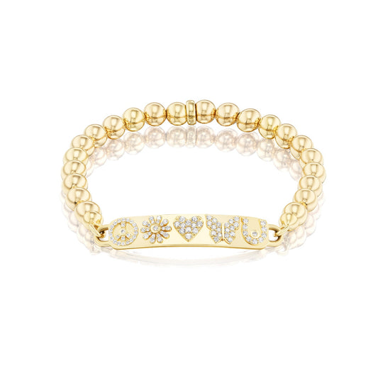 14k Manifestation ID with Bali Beaded Bracelet - 6mm