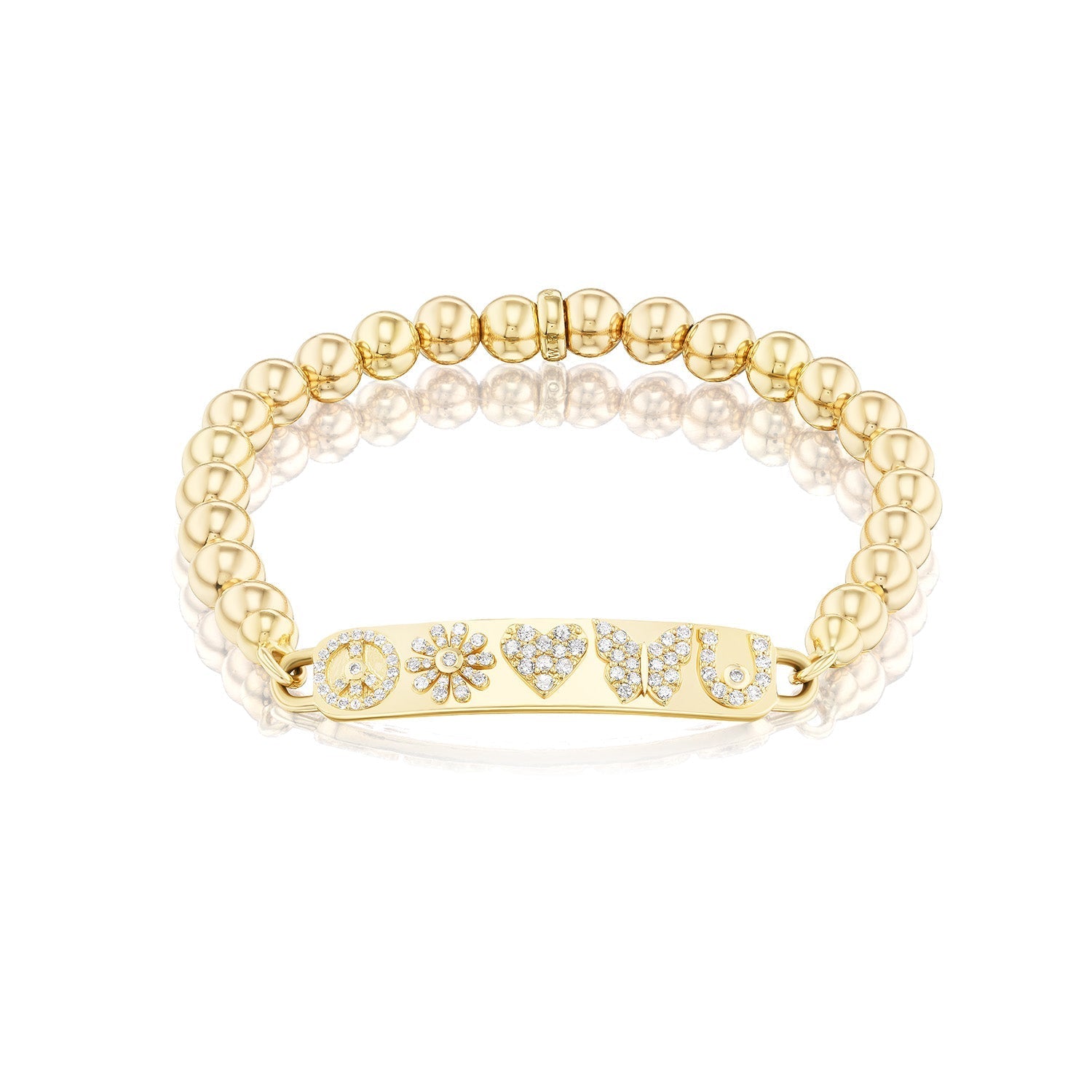 14k Manifestation ID with Bali Beaded Bracelet - 6mm