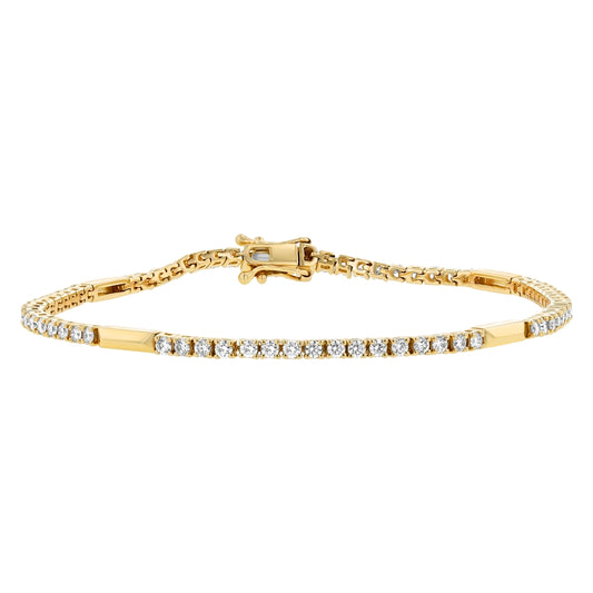 14K Yellow Gold 1.60 carats Diamonds Dainty Tennis Bracelet