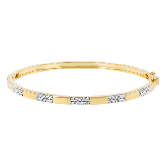 14K Yellow Gold 0.50 carat Pave Diamonds Hinged Bangle