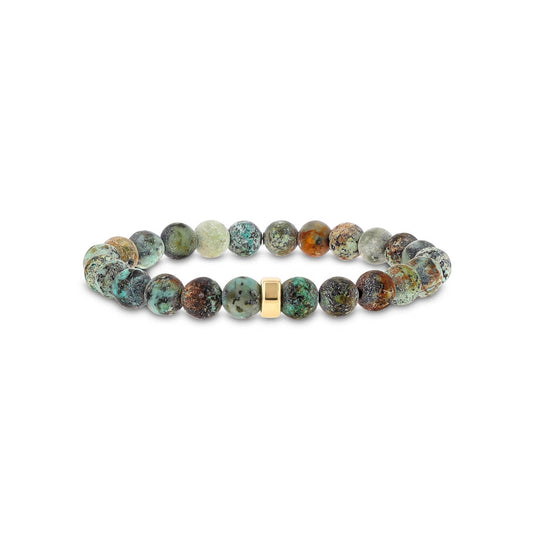 Men's Mr. LOWE African Turquoise Bracelet with 14k Gold Rondelle - 8mm