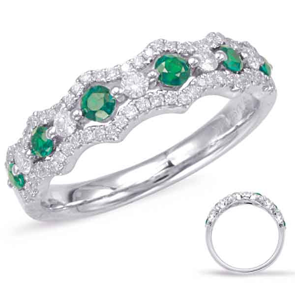 This Gem Stone Ring is available in 14K White Gold. There are a total of 73 stones. There are Emerald with a total carat weight of 0.26 set in a Micro Prong|Prong Set setting.There are Rounds stones with a total carat weight of 0.33 set in a Micro Prong|Prong Set.