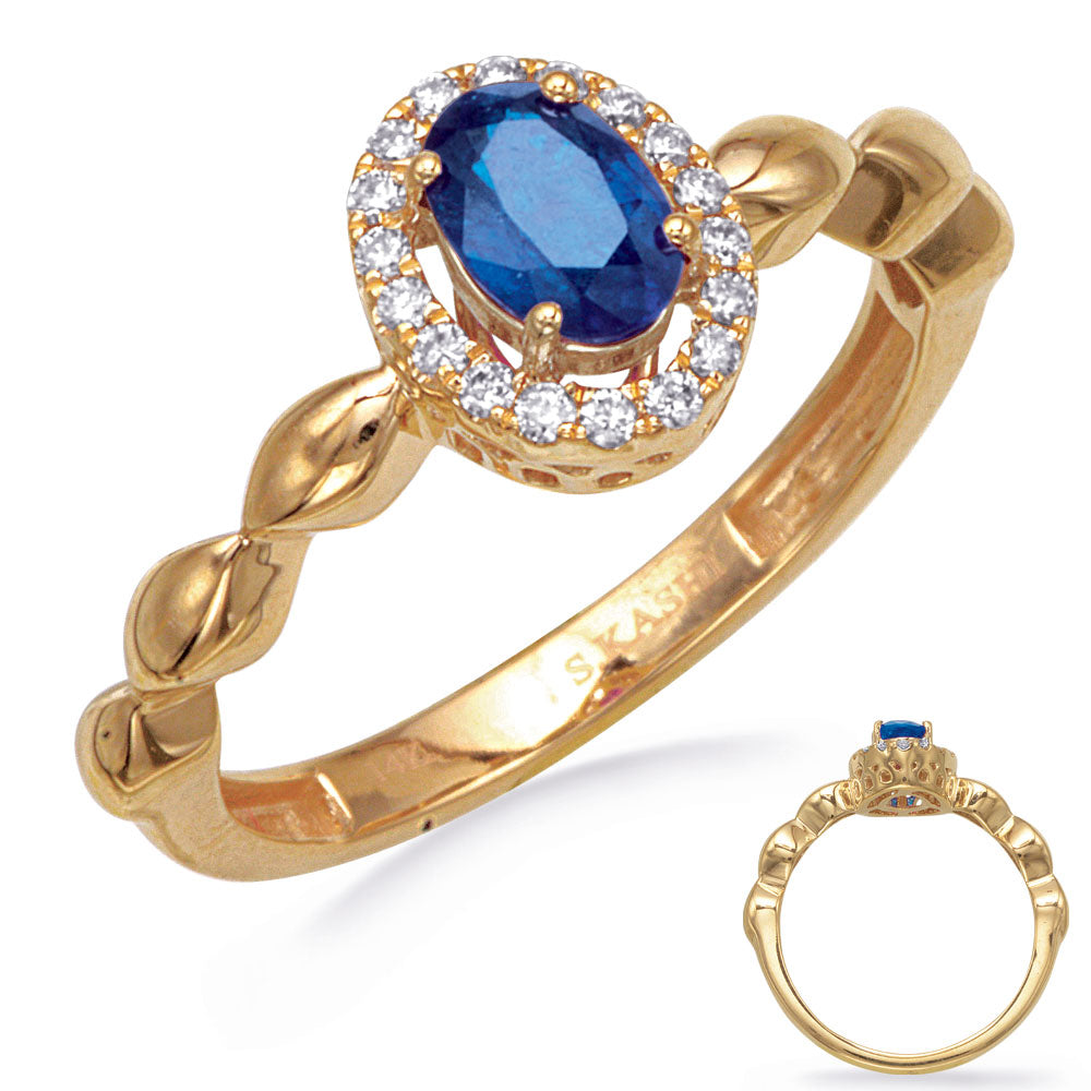This Gem Stone Ring is available in 14K Yellow Gold. There are a total of 19 stones. There are Rounds with a total carat weight of 0.12 set in a Micro Prong setting.There are Sapphire stones with a total carat weight of 0.45 set in a Micro Prong.