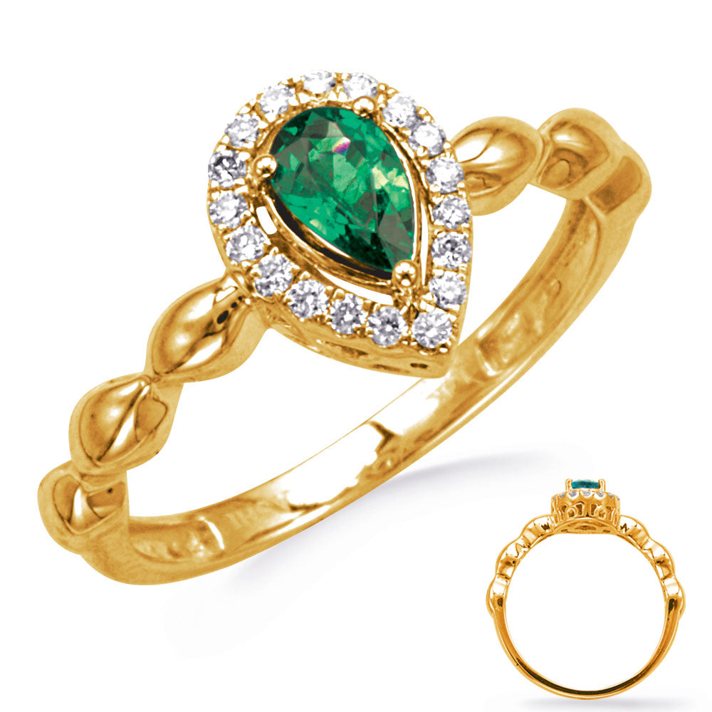 This Gem Stone Ring is available in 14K Yellow Gold. There are a total of 19 stones. There are Emerald with a total carat weight of 0.36 set in a Prong Set setting.There are Rounds stones with a total carat weight of 0.13 set in a Prong Set.