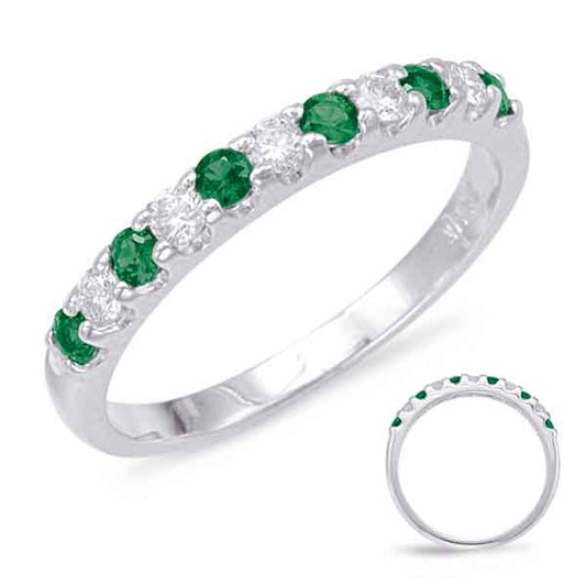 This Gem Stone Ring is available in 14K White Gold. There are a total of 11 stones. There are Emerald with a total carat weight of 0.27 set in a setting.There are Rounds stones with a total carat weight of 0.2 set in a .