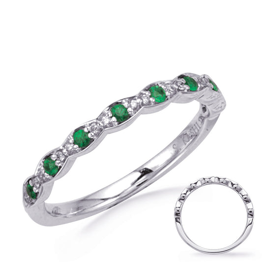 This Gem Stone Ring is available in 14K White Gold. There are a total of 24 stones. There are Emerald with a total carat weight of 0.13 set in a  setting.There are Rounds stones with a total carat weight of 0.06 set in a .
