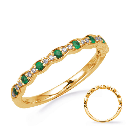 This Gem Stone Ring is available in 14K Yellow Gold. There are a total of 24 stones. There are Emerald with a total carat weight of 0.13 set in a  setting.There are Rounds stones with a total carat weight of 0.06 set in a .