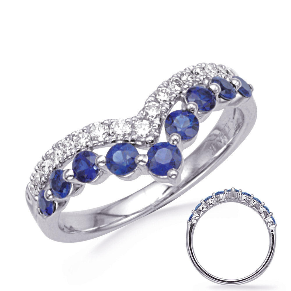 This Gem Stone Ring is available in 14K White Gold. There are a total of 26 stones. There are Rounds with a total carat weight of 0.25 set in a Prong Set setting.There are Sapphire stones with a total carat weight of 0.75 set in a Prong Set.