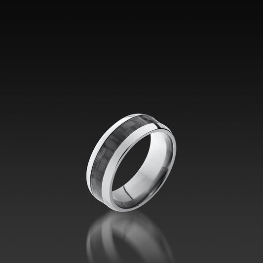 Titanium Domed Band with Carbon Fiber