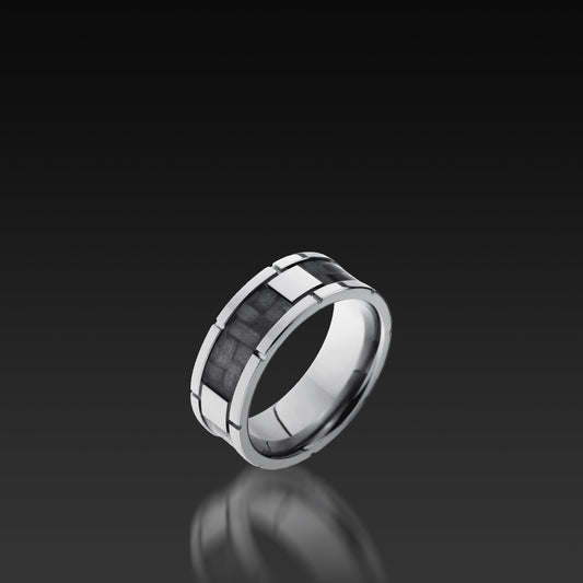 Titanium Flat Band with Carbon Fiber