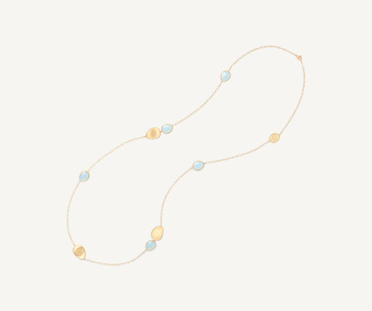 18K Yellow Gold Aquamarine Long Necklace