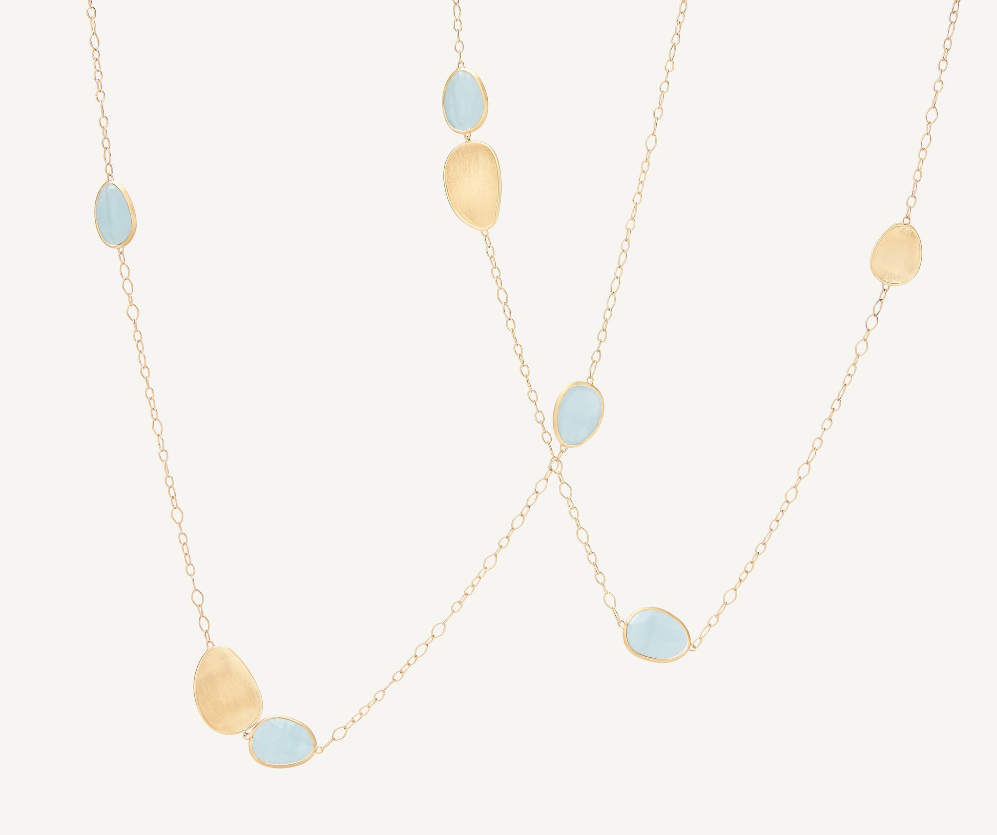 18K Yellow Gold Aquamarine Long Necklace