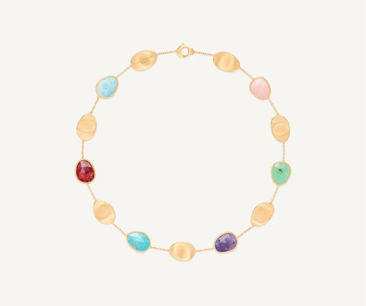18K Yellow Gold Collar Necklace with Mixed Gemstones