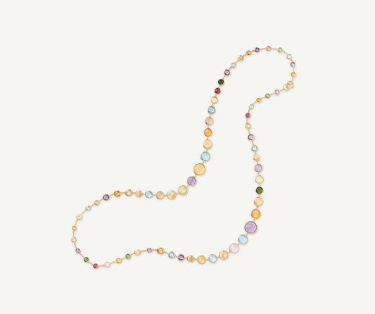 Multicoloured gemstones long necklace