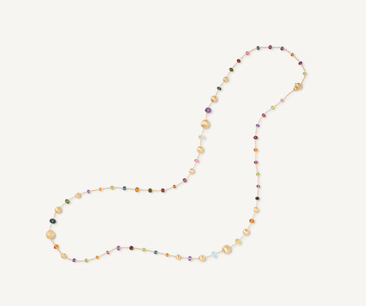 Mixed gemstone 18kt yellow gold long necklace