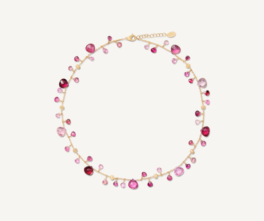 18K Yellow Gold Single-Strand Pink Tourmalines Necklace