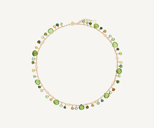 18K Yellow Gold Green Tourmaline Single-Strand Necklace