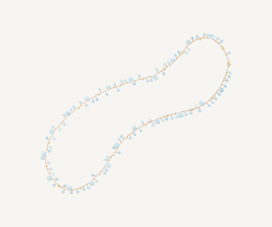 18K Yellow Gold Aquamarine Long Necklace