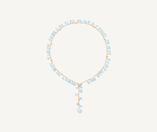 18K Yellow Gold Aquamarine Lariat Necklace