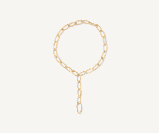 18kt yellow gold lariat oval link necklace