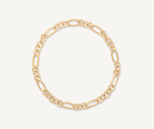 18kt yellow gold oval link necklace with polished gold links