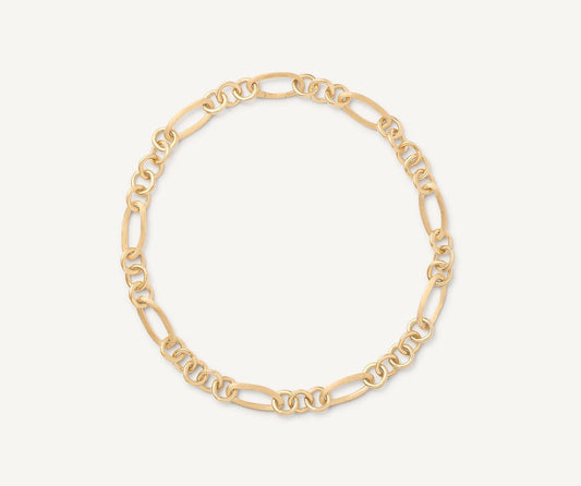 18kt yellow gold oval link necklace with polished gold links