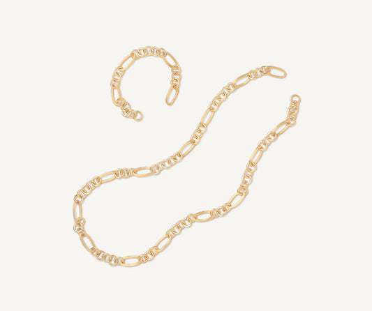 18kt yellow gold oval link long necklace with polished gold links