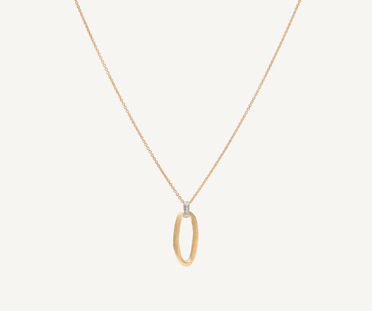 18kt yellow gold oval link pendant necklace with diamonds