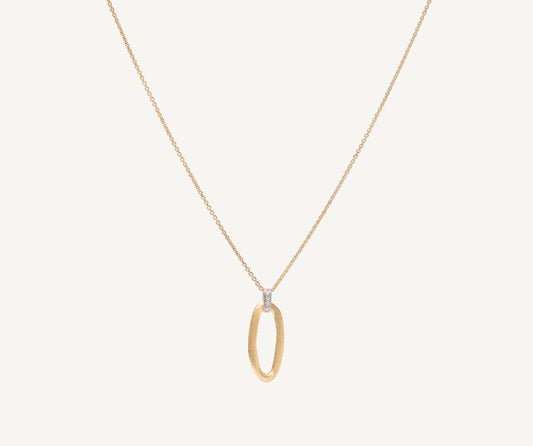 18kt yellow gold oval link pendant necklace with diamonds