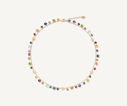 18kt yellow gold single-strand mixed gemstone necklace