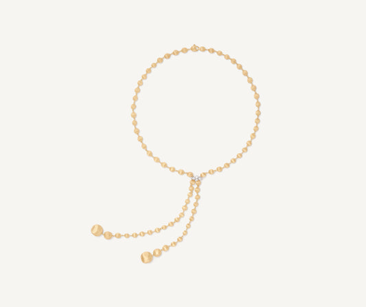 18K Yellow Gold Lariat Necklace With Diamond Clasp