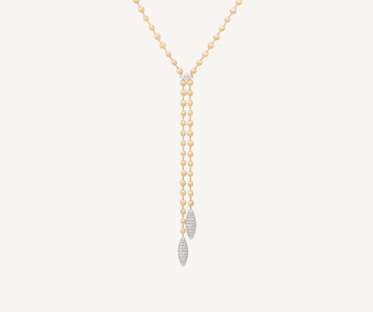 18K Yellow Gold Lariat Necklace With Diamond Pav�� Clasp