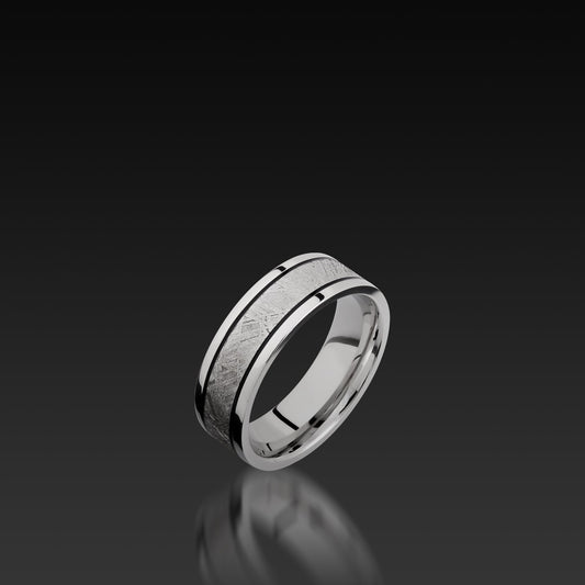 Cobalt Chrome Flat Band with Meteorite