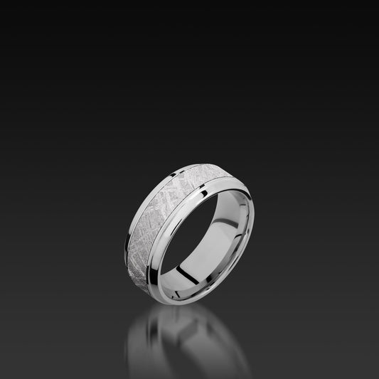 Cobalt Chrome Beveled Band with Meteorite