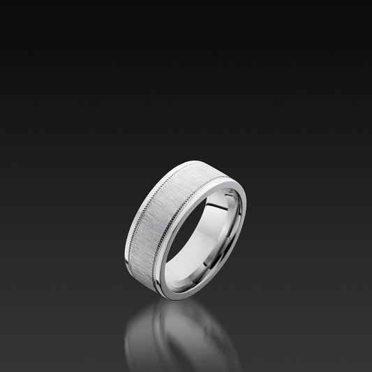 Cobalt Chrome Flat Stepped Milgrain Edge Band