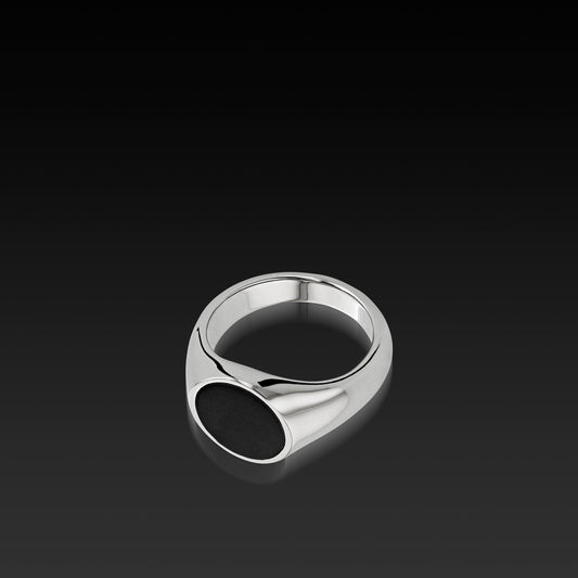Colbat Chrome Signet Ring with Tantalum Noir